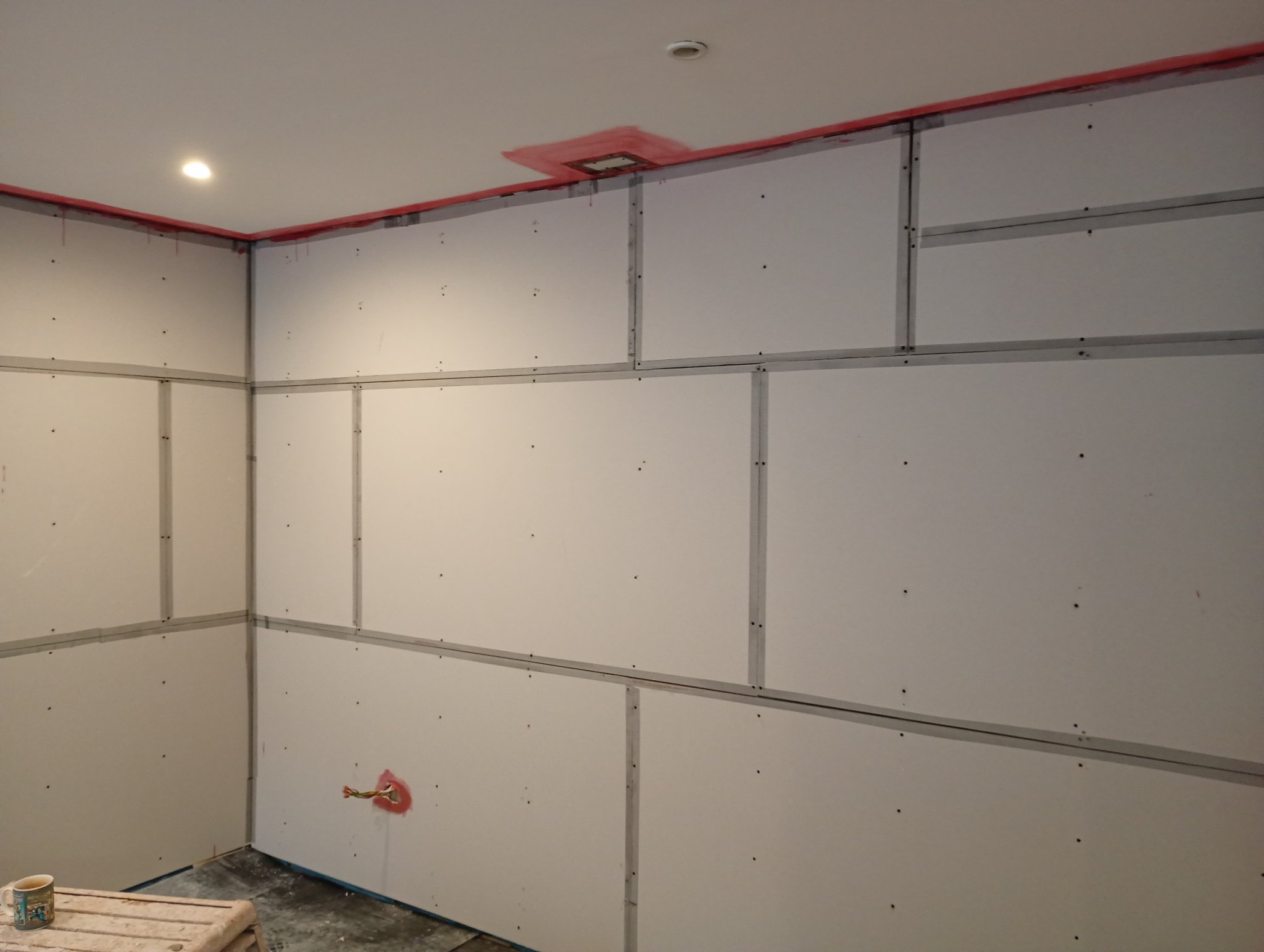 Boarded basement walls ready for skimming in Margate